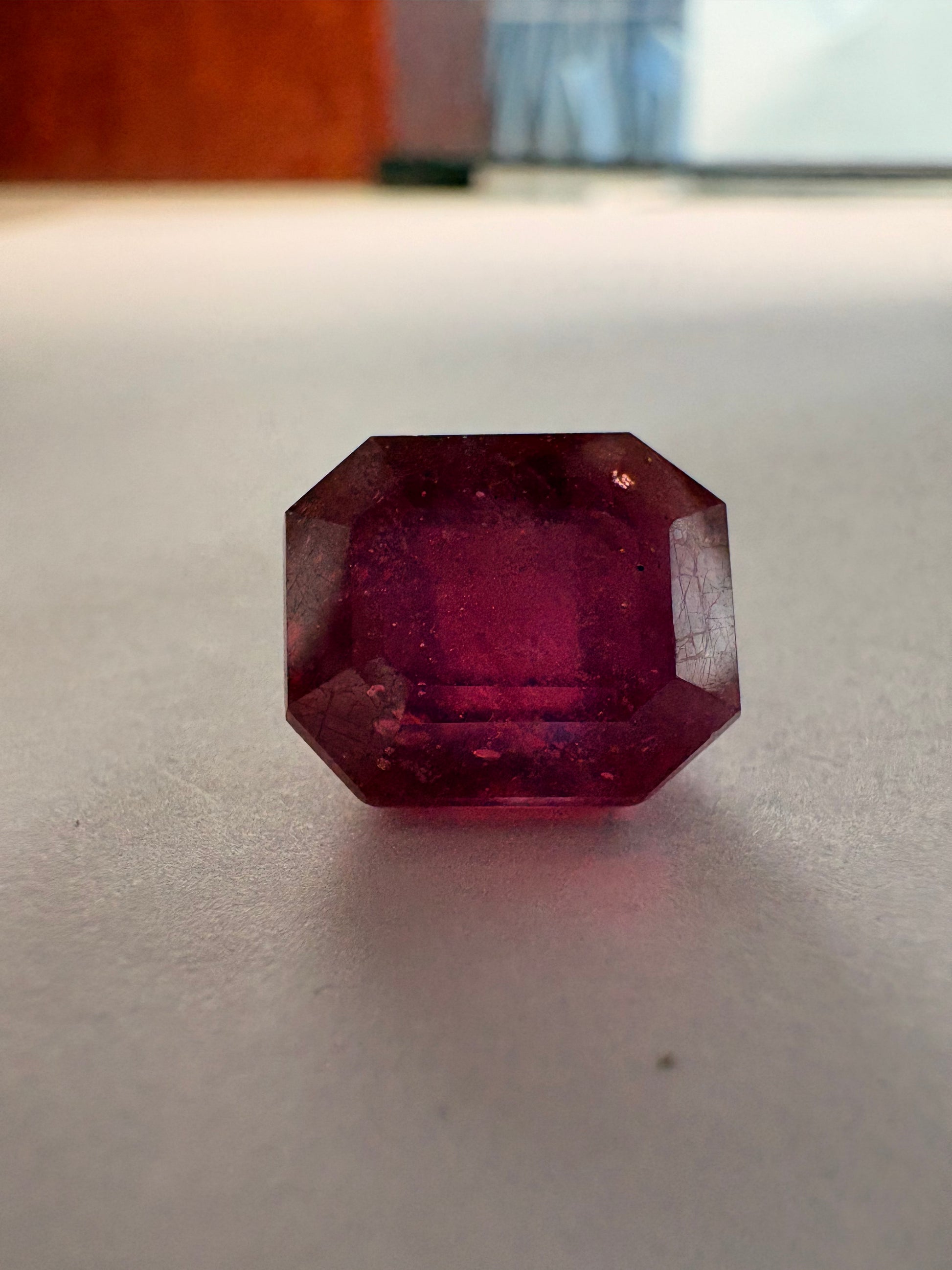 Ruby 9.18 carat R-77 angled view