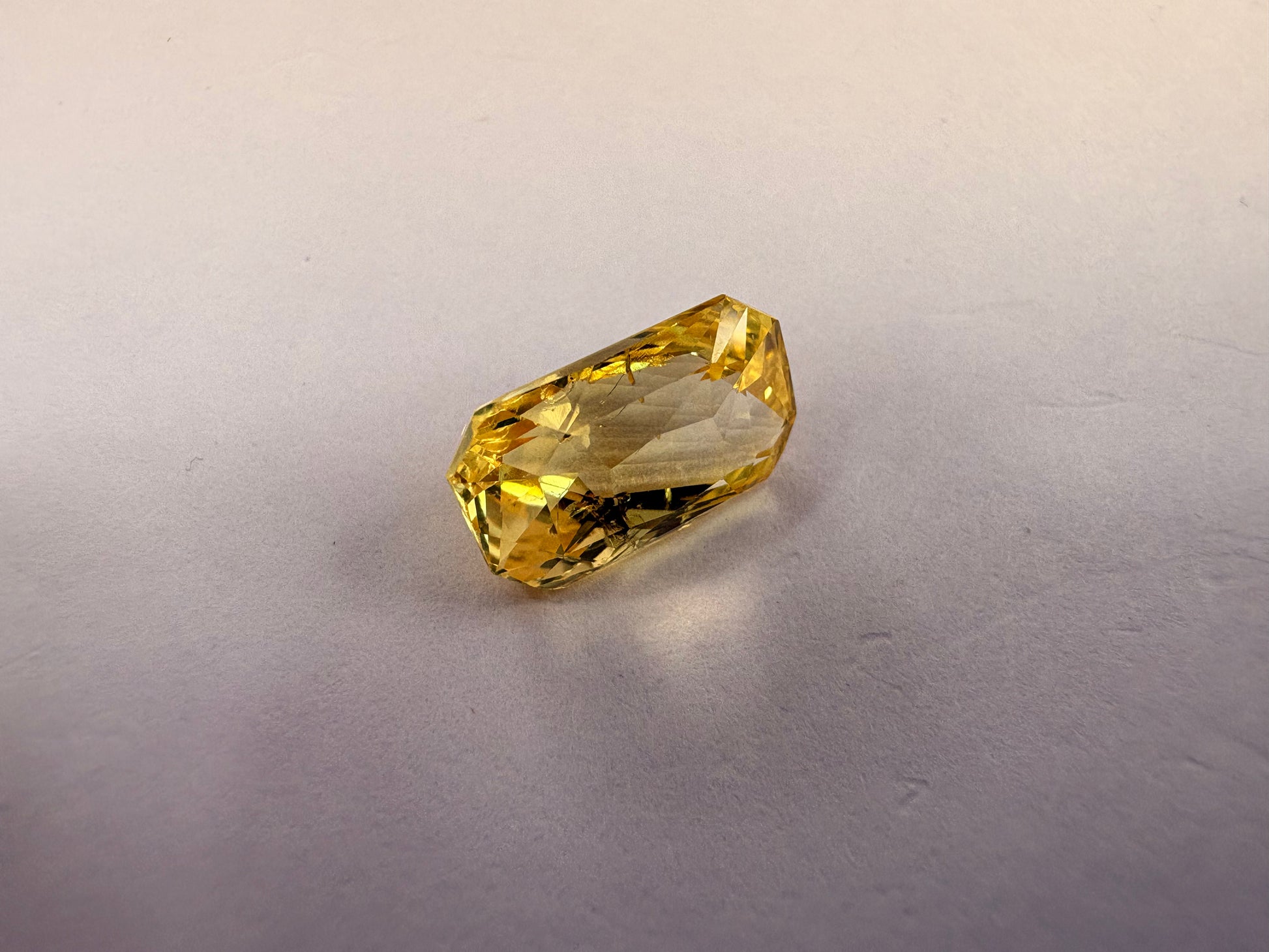 Yellow Sapphire 4.07 carat YSR-73 angled view